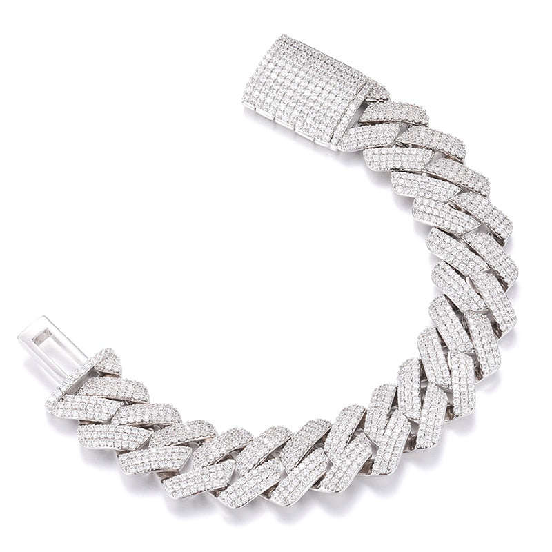 Sterling Silver Cuban Link Bracelet | Real Iced Out Bracelet