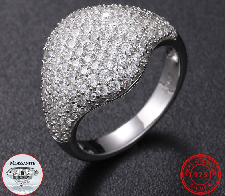 Real Iced Out Rings Mens | Moissanite Hip Hop Jewelry