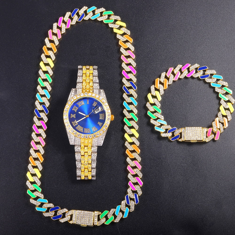Iced Out Watch | Iced Out Watch Set | Hip Hop Jewelry
