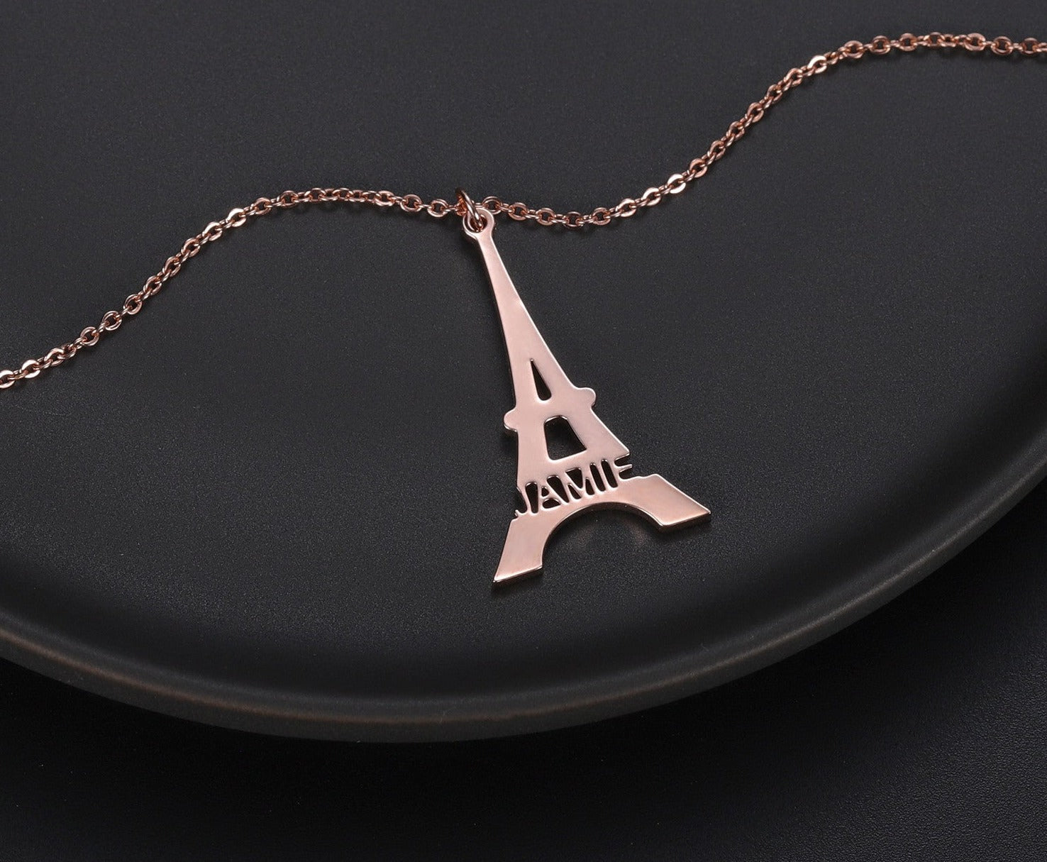 Eiffel Tower Custom Name Necklace - Julri Box