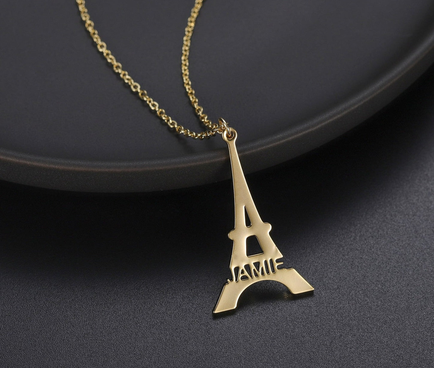 Eiffel Tower Custom Name Necklace - Julri Box