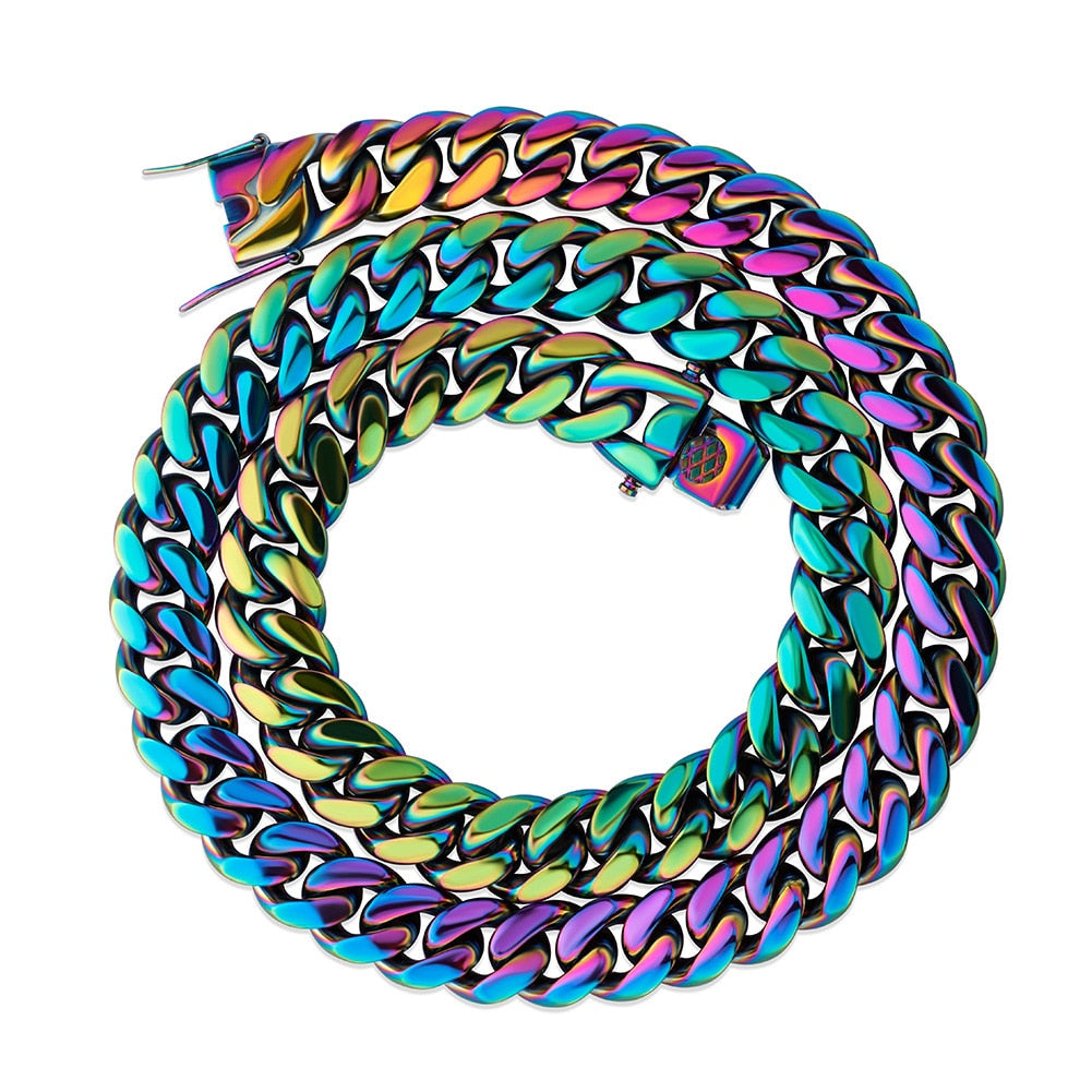 10mm or 14mm Cuban Link Chain | Stainless Steel Cuban Link Chain | Colorful Cuban Link Chain