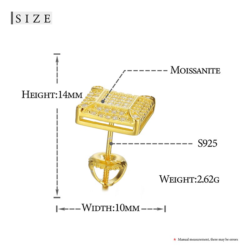 Square Moissanite Earrings | Moissanite Earrings Studs | Moissanite Stud Earring