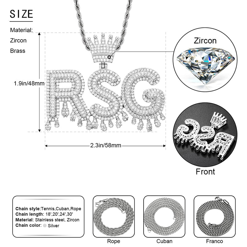 Custom Name Necklace | Custom Pendants | Custom Drip Letter Pendant