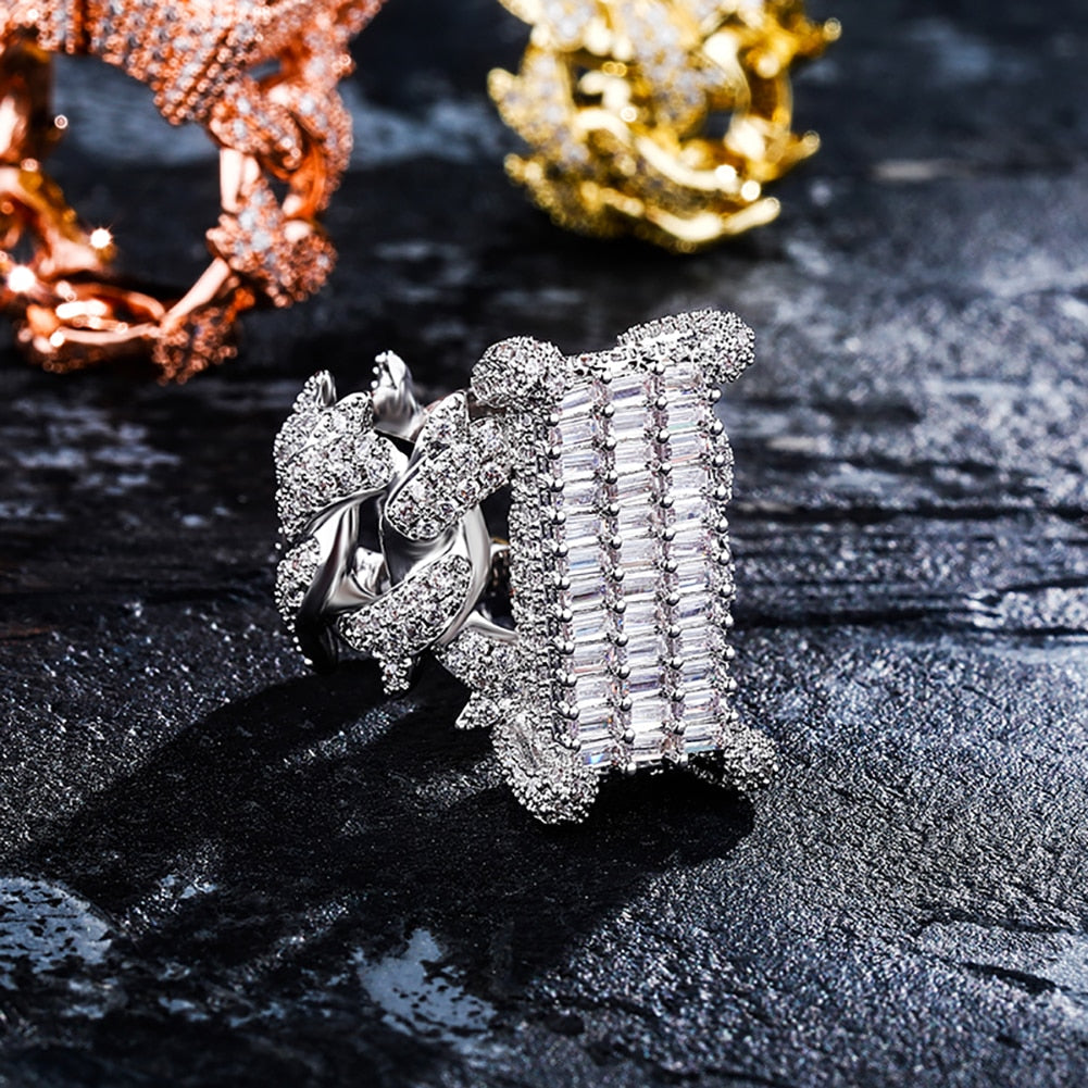 Luxury CZ Rings | Iced Out Ring | Rectangle Diamond Ring