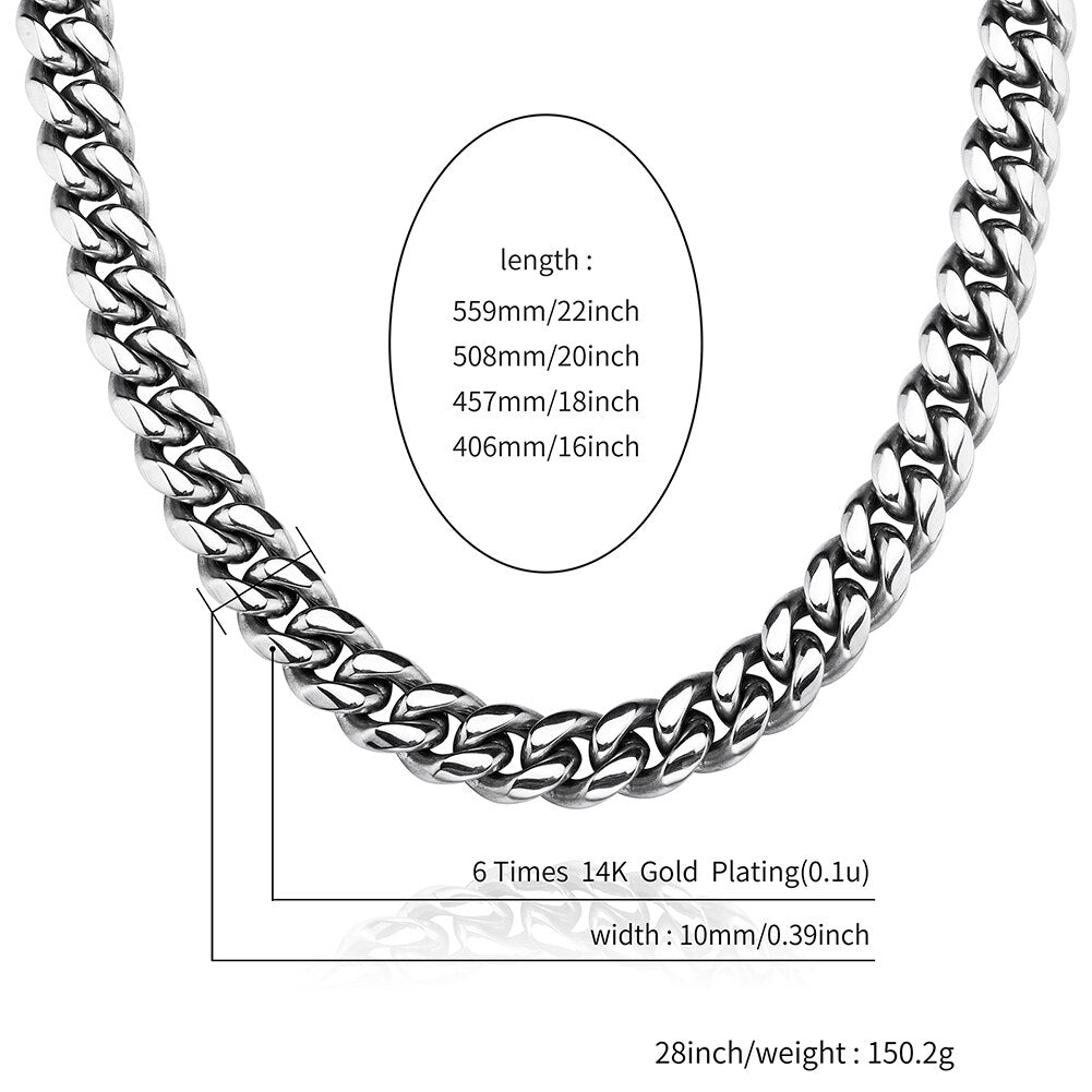 6mm - 14mm | Stainless Steel Cuban Link Chain and Bracelet Set | Cuban Link Set