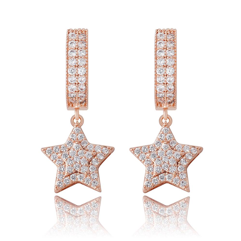 14k Gold | Star Dangle Earrings | Dangle Star Earrings