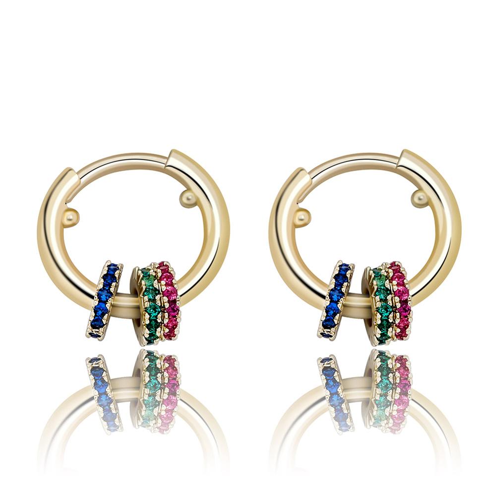 14k Gold | Rainbow Huggie Earrings | Colors Huggie Earrings