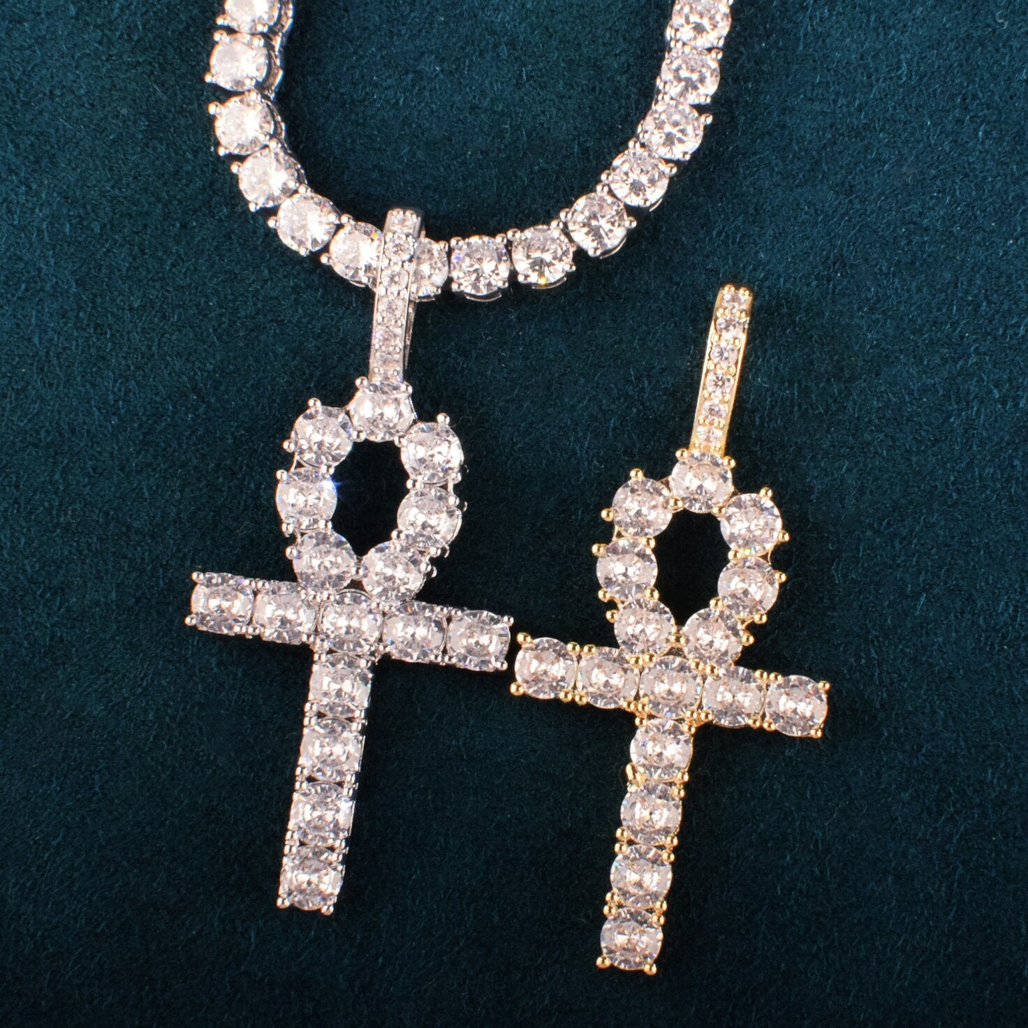 Ankh Cross Pendant Necklace | 4mm Zircon Necklace