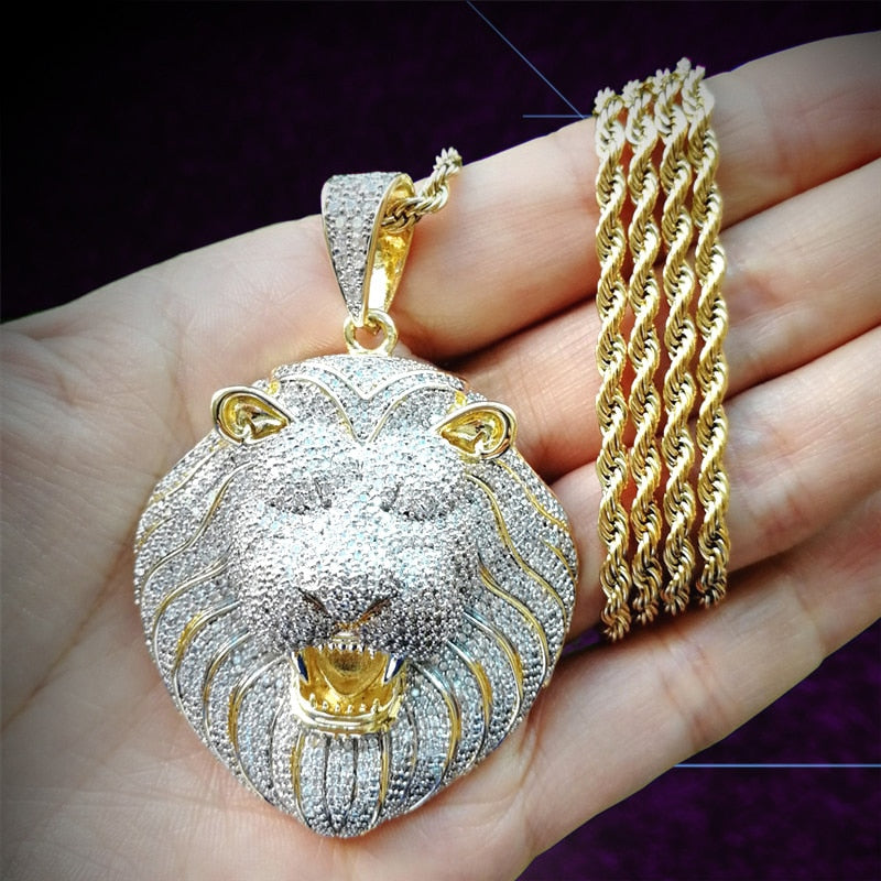 Lion Pendant | Gold Lion Head Pendant | Hip Hop Jewelry Pendants