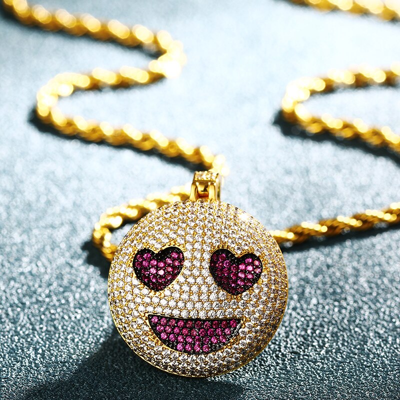 Smiley Face Necklace | Smiley Face Pendant | Emoji Pendant Hip Hop