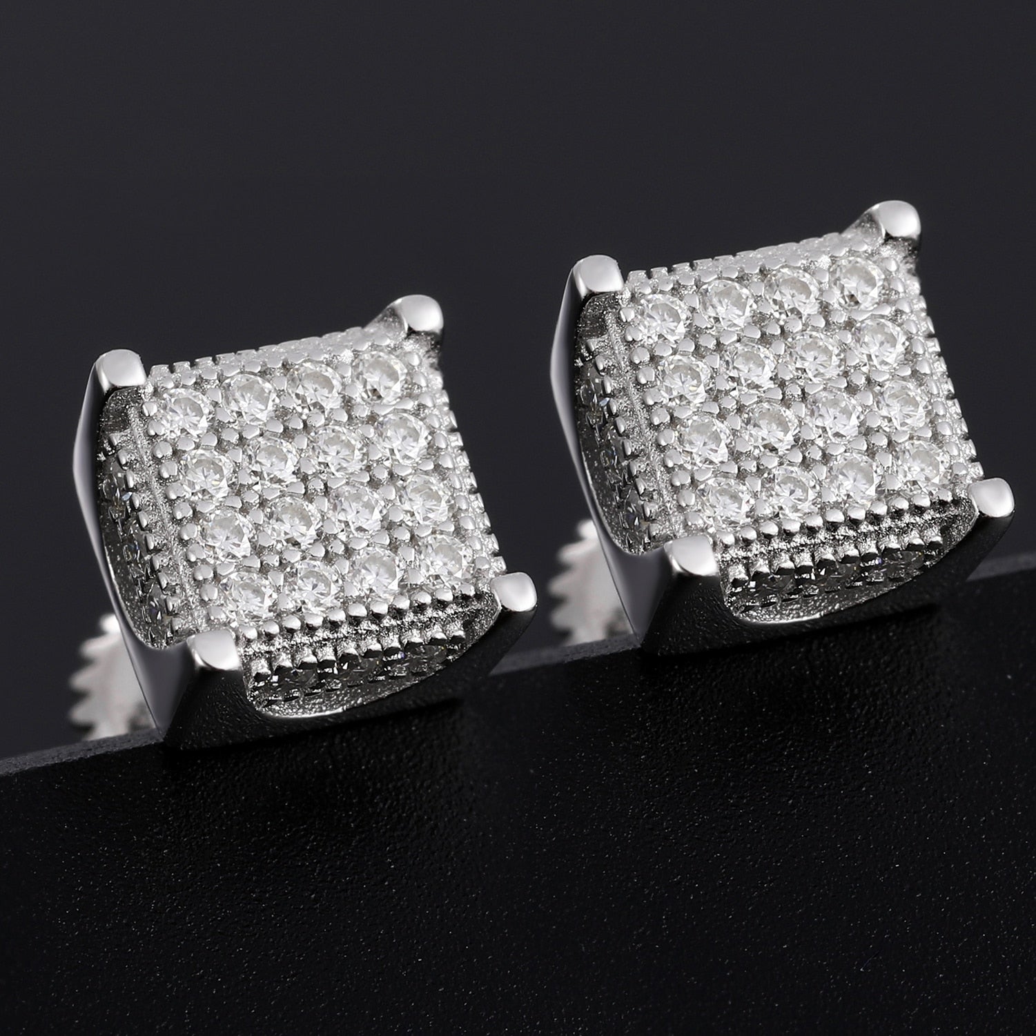 Moissanite Stud Earrings | Square Diamond Stud Earrings