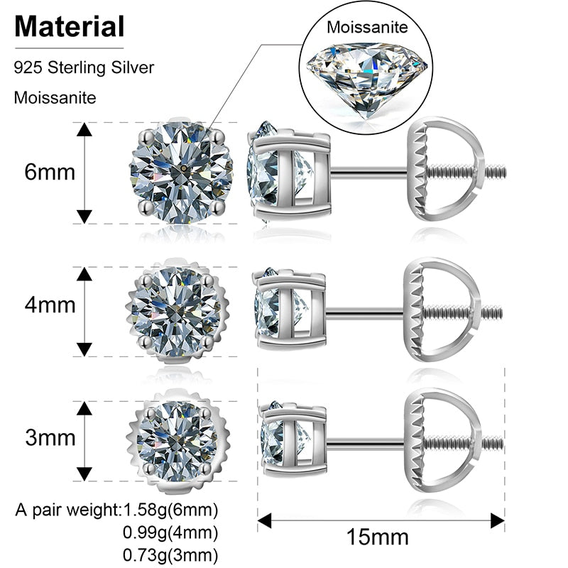 Moissanite Stud Earrings | Diamond Stud Earrings