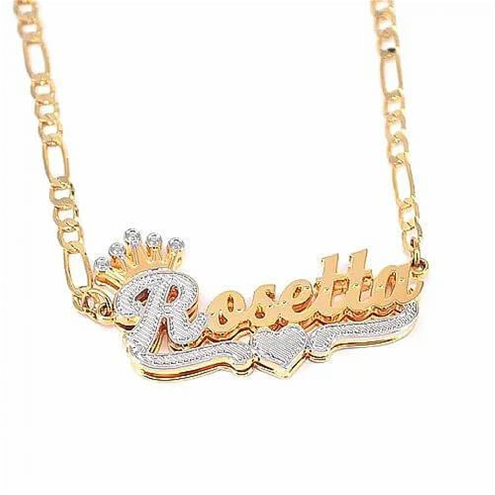 Double Plated Name Necklace | with heart