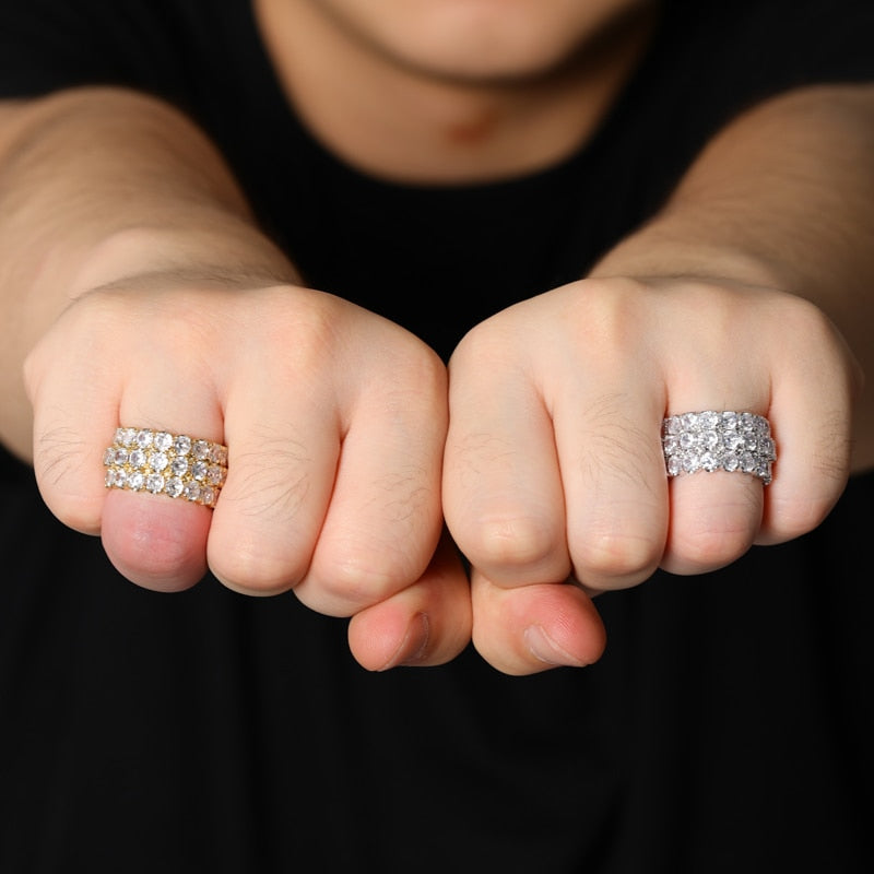 Iced Out Silver Ring Men | Mens Iced Out Diaomnd Rings