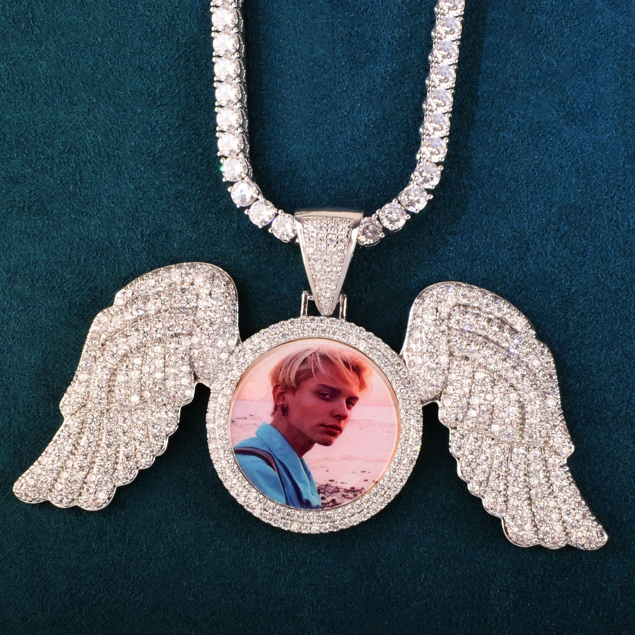 Photo Necklace with Wings | Photo Pendant with Wings