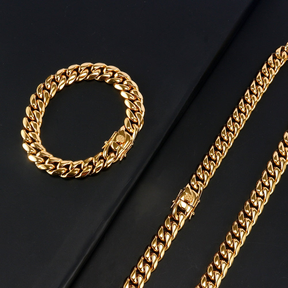 8mm - 16mm | No Fade-Waterproof | Curb Link Chain | Gold Cuban Link Chain | Silver Cuban Link Chain