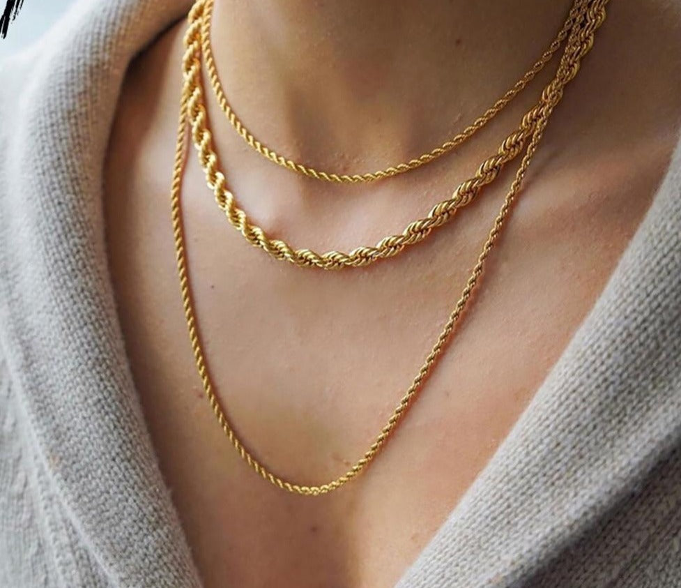 18k Gold Rope Chain 5mm | Rope Necklace | Rope Chain Necklace