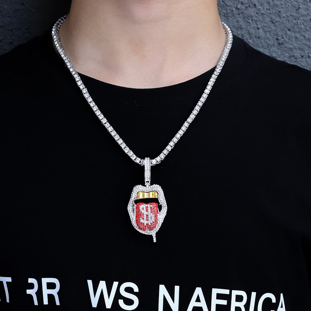 Tongue Out | Iced out Cuban Chain with Pendant | Iced Out Chains with Pendants