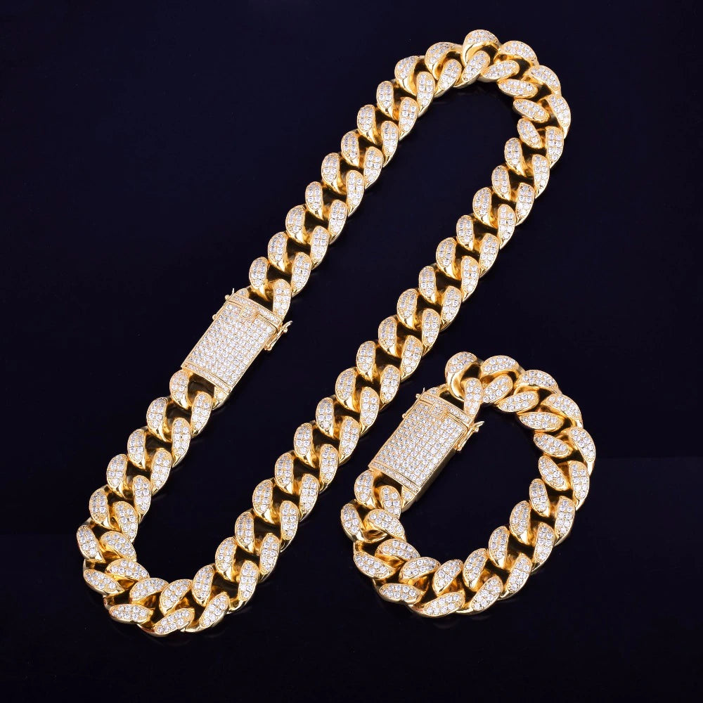 24mm | Cuban Link Chain Set | Cuban Link Chain and Bracelet Set
