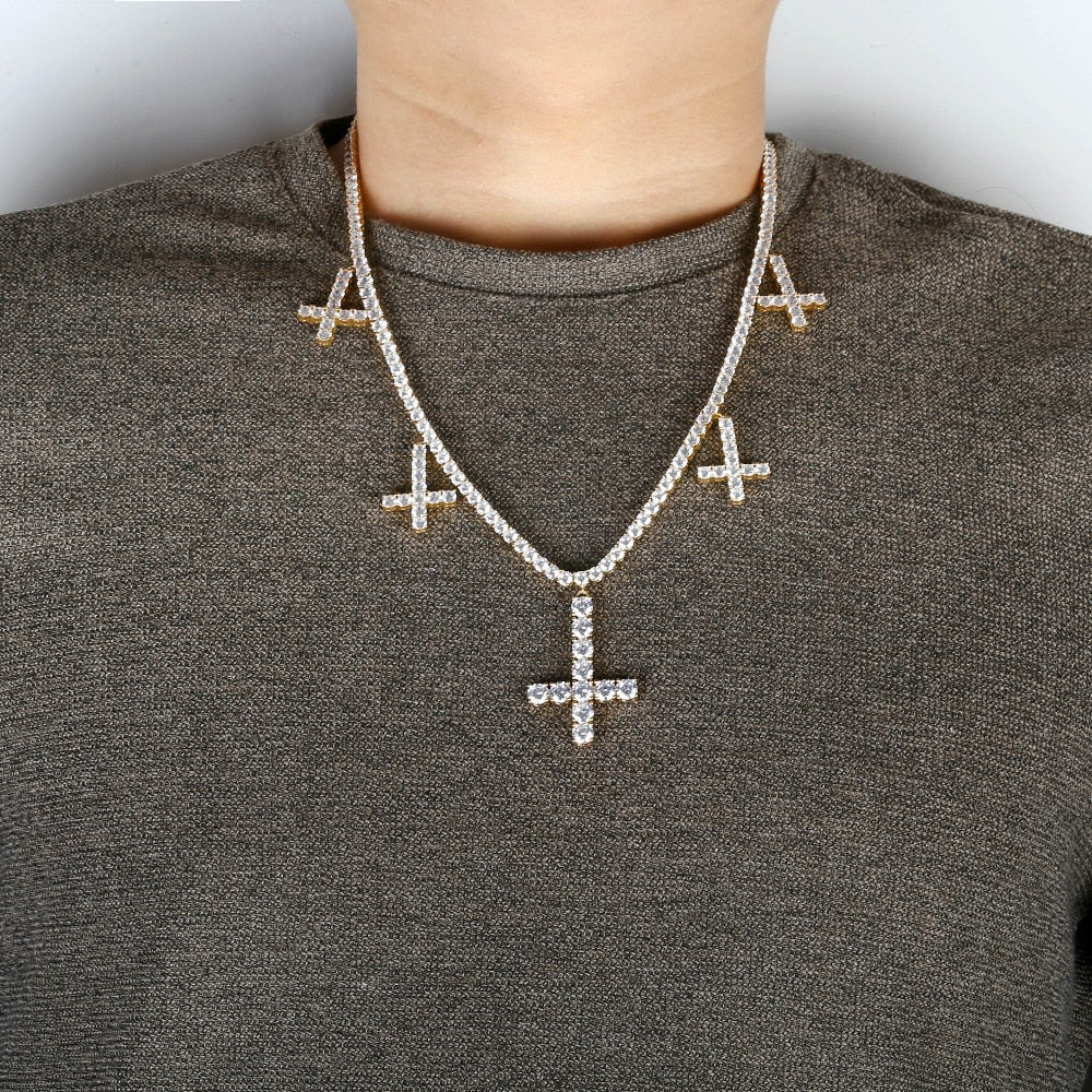 Multiple Cross Necklace | Diamond Cross Pendants | Upside Down Cross Necklace