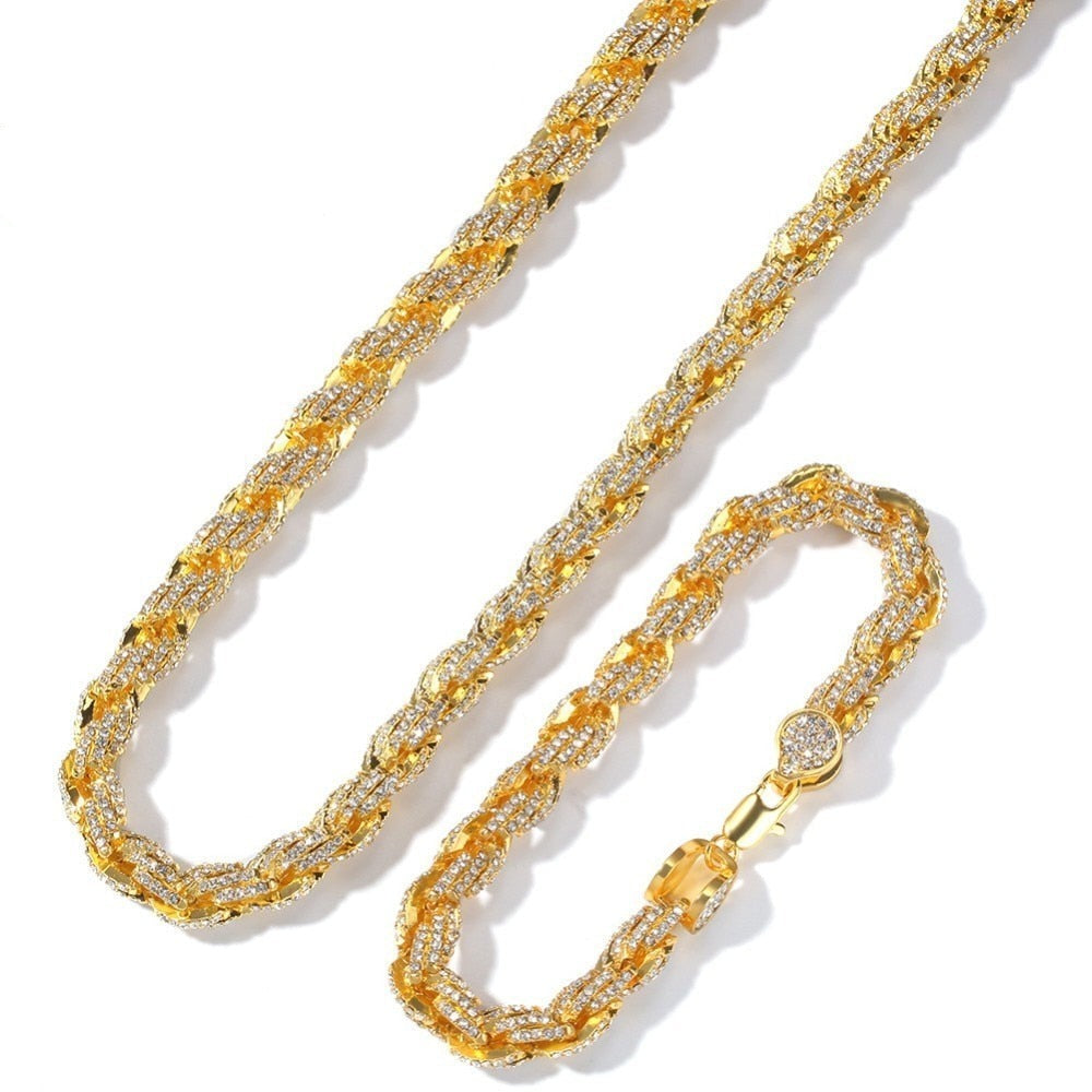 9mm | Thick Rope Chain Gold | Rope Bracelet | Chain and Bracelet Set