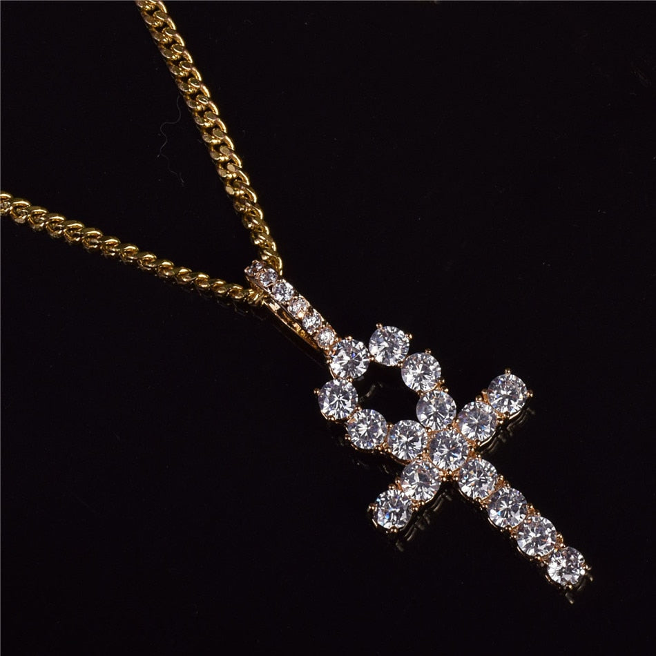 Ankh Cross Pendant Necklace | Gold Color Hip Hop Necklace