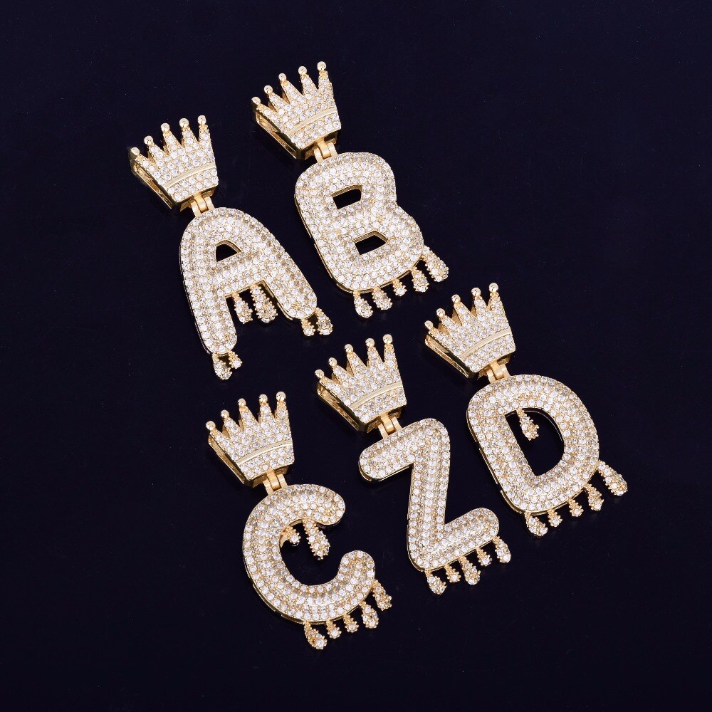 Initial Pendant Necklace | Gold Initial Pendant | Custom Drip Letter Pendant Pendant