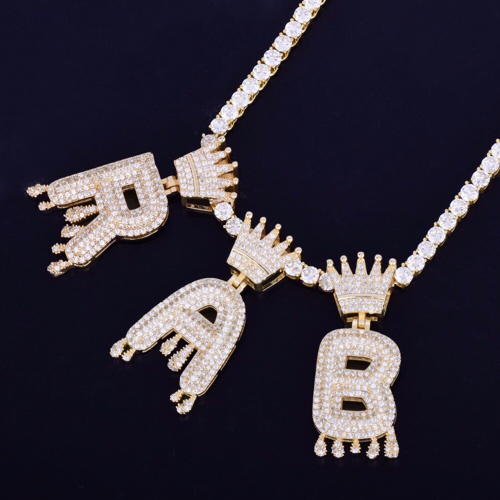Initial Pendant Necklace | Gold Initial Pendant | Custom Drip Letter Pendant Pendant