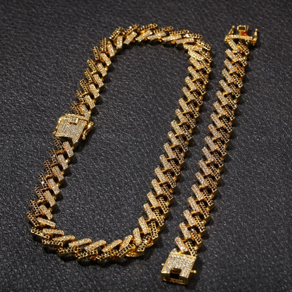 15mm | Cuban Link Necklace and Bracelet | Cuban Link Set