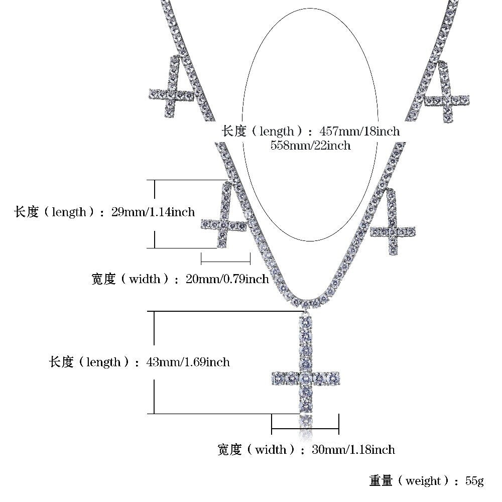 Multiple Cross Necklace | Diamond Cross Pendants | Upside Down Cross Necklace
