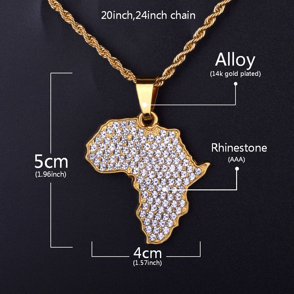 Africa Necklace | Africa Pendant | Hip Hop Jewelry Pendants