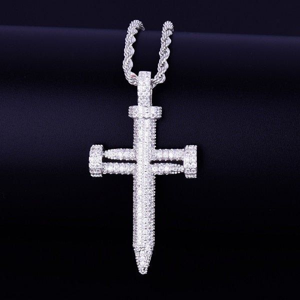 Nail Cross Pendant Necklace | AAA Cubic Zircon Necklace