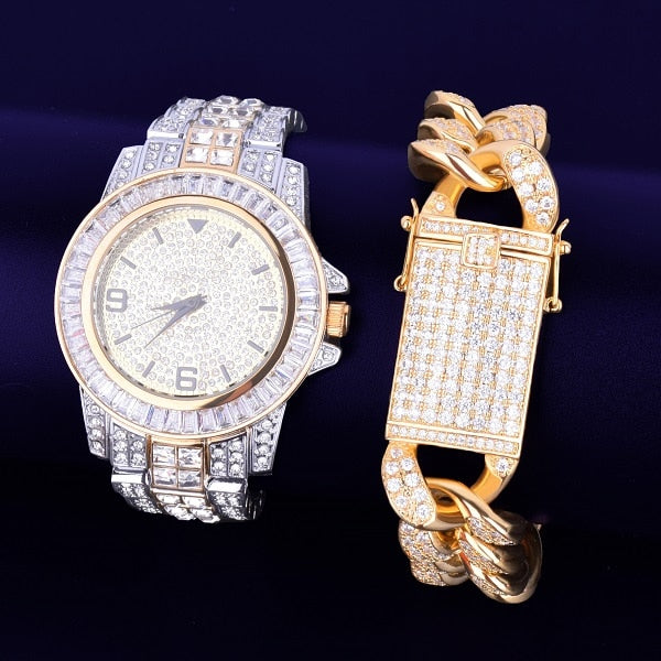 Iced Out Watch | Watch and Bracelet Set