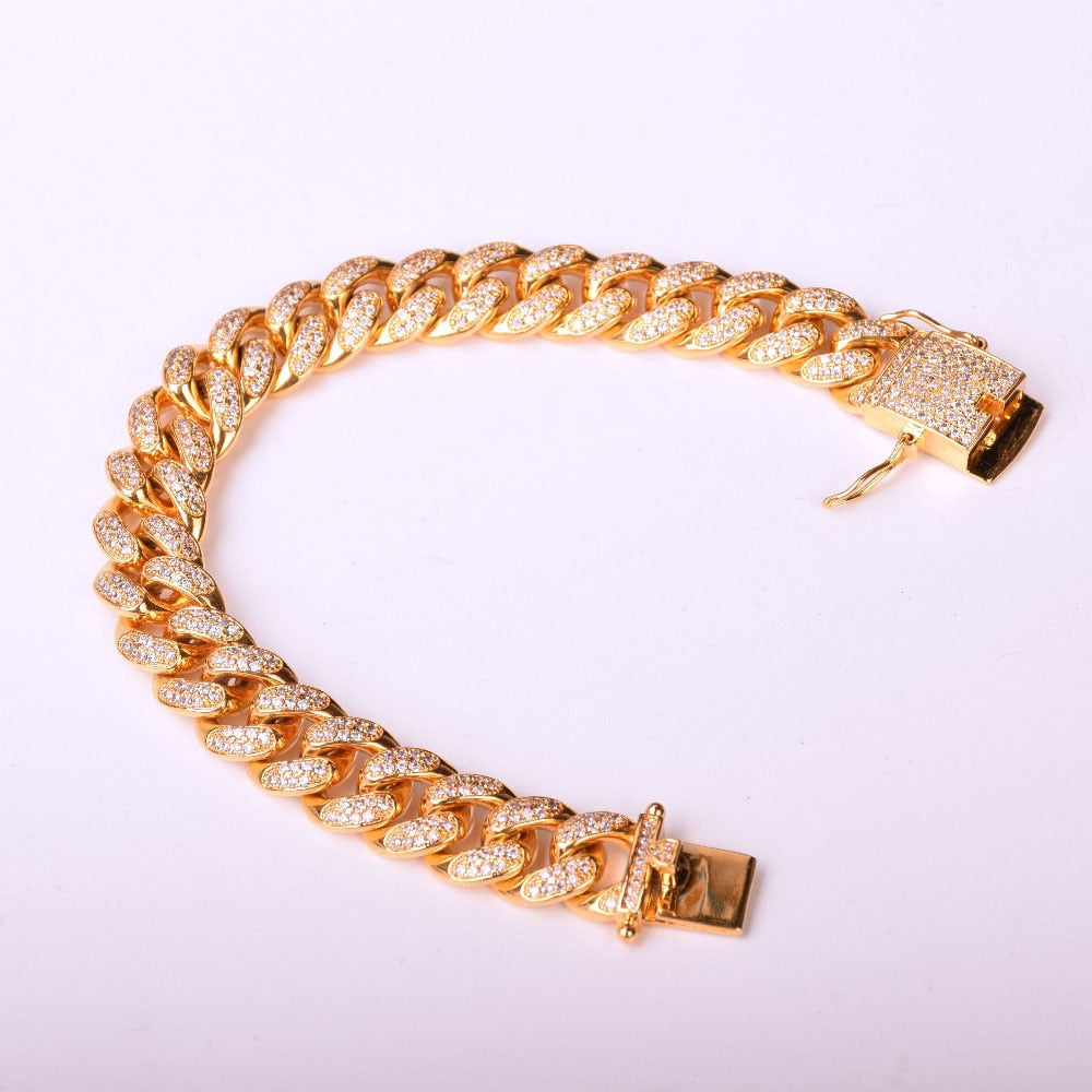12mm | Cuban Link Bracelet | Iced Out Cuban Link Bracelet | Miami Cuban Link Bracelet