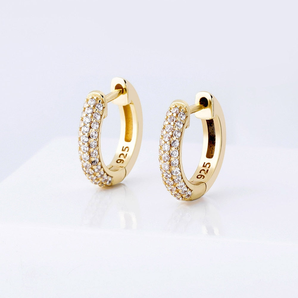 925 Sterling Silver | Rose Gold Huggie Earrings Mens | Diamond Huggie Earrings