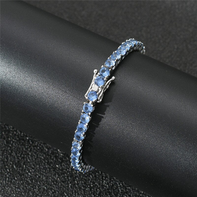 4mm | London Blue Topaz Tennis Bracelet | Blue Diamond Tennis Chain