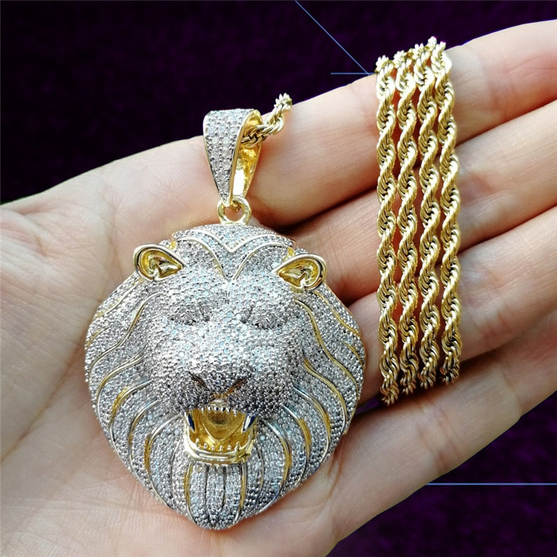 Lion head pendant gold deals
