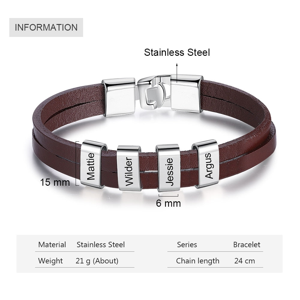 Custom Name Bracelets | Custom Name Bracelet | Custom Name Bracelet | Engraving Name Bracelet | Personalized Engraving Bracelet | Brown Black Leather Bracelet