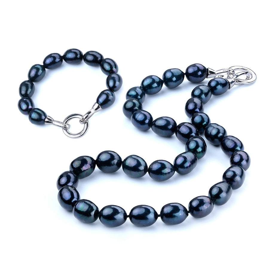 11mm - 12mm | Black Pearl Necklace | Natural Black Pearl Necklace | Black Freshwater Pearls Necklace