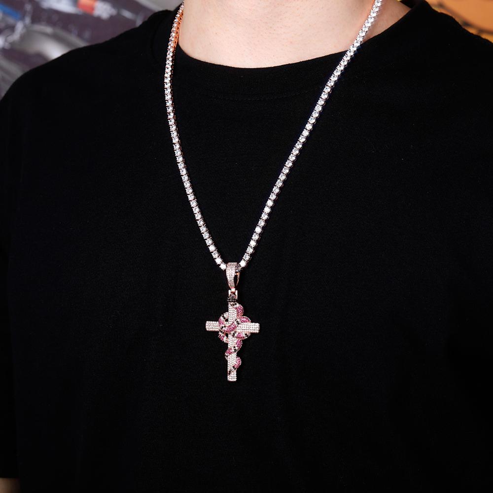 Snake on Cross Pendant | Unique Cross Necklaces
