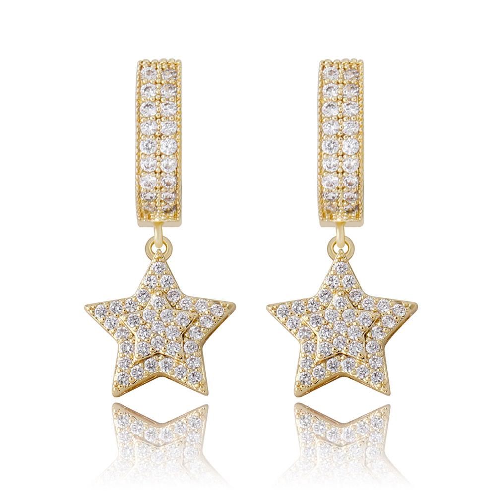 14k Gold | Star Dangle Earrings | Dangle Star Earrings