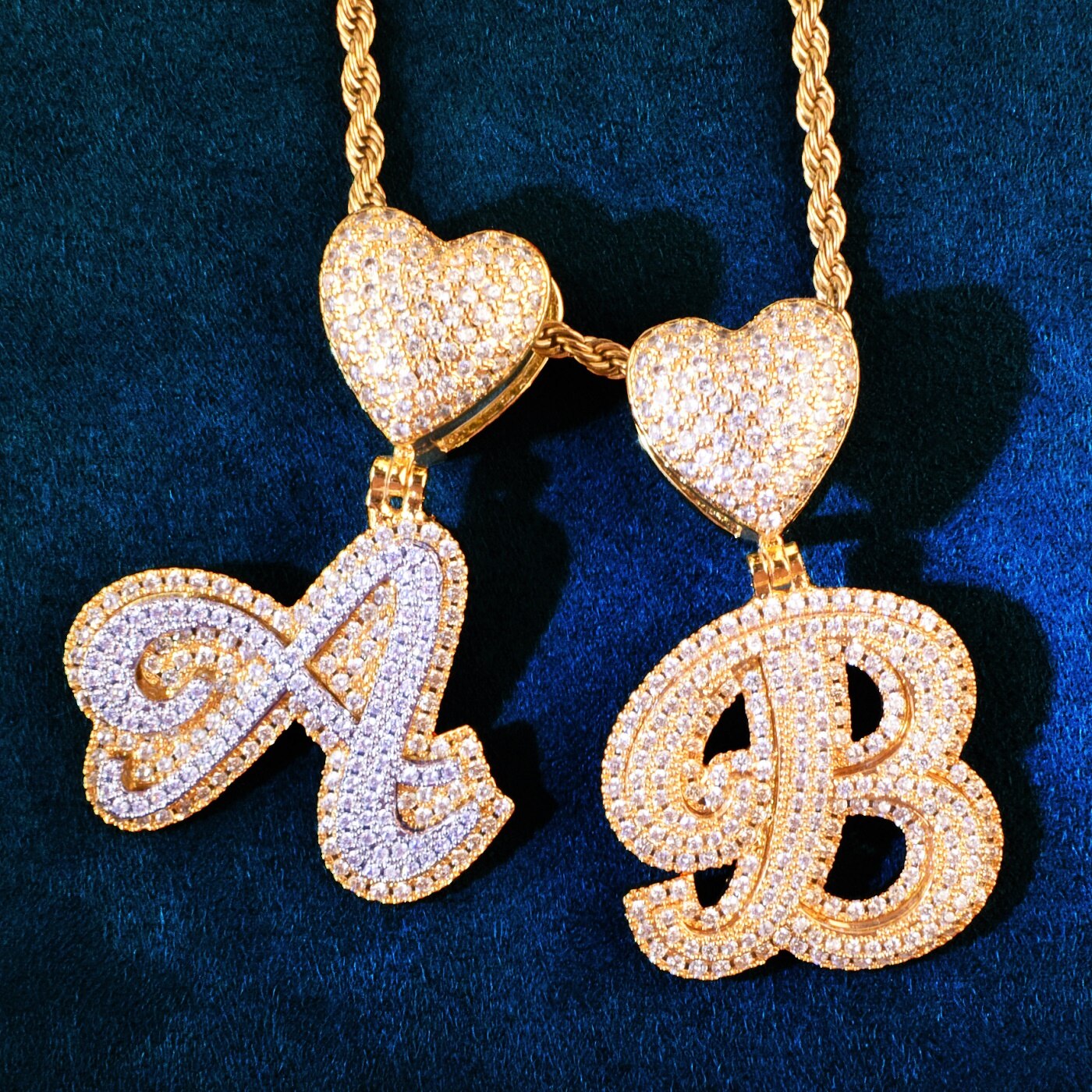 Letter Necklace Pendant | Diamond Initial Pendant | Featuring Stylish Heart