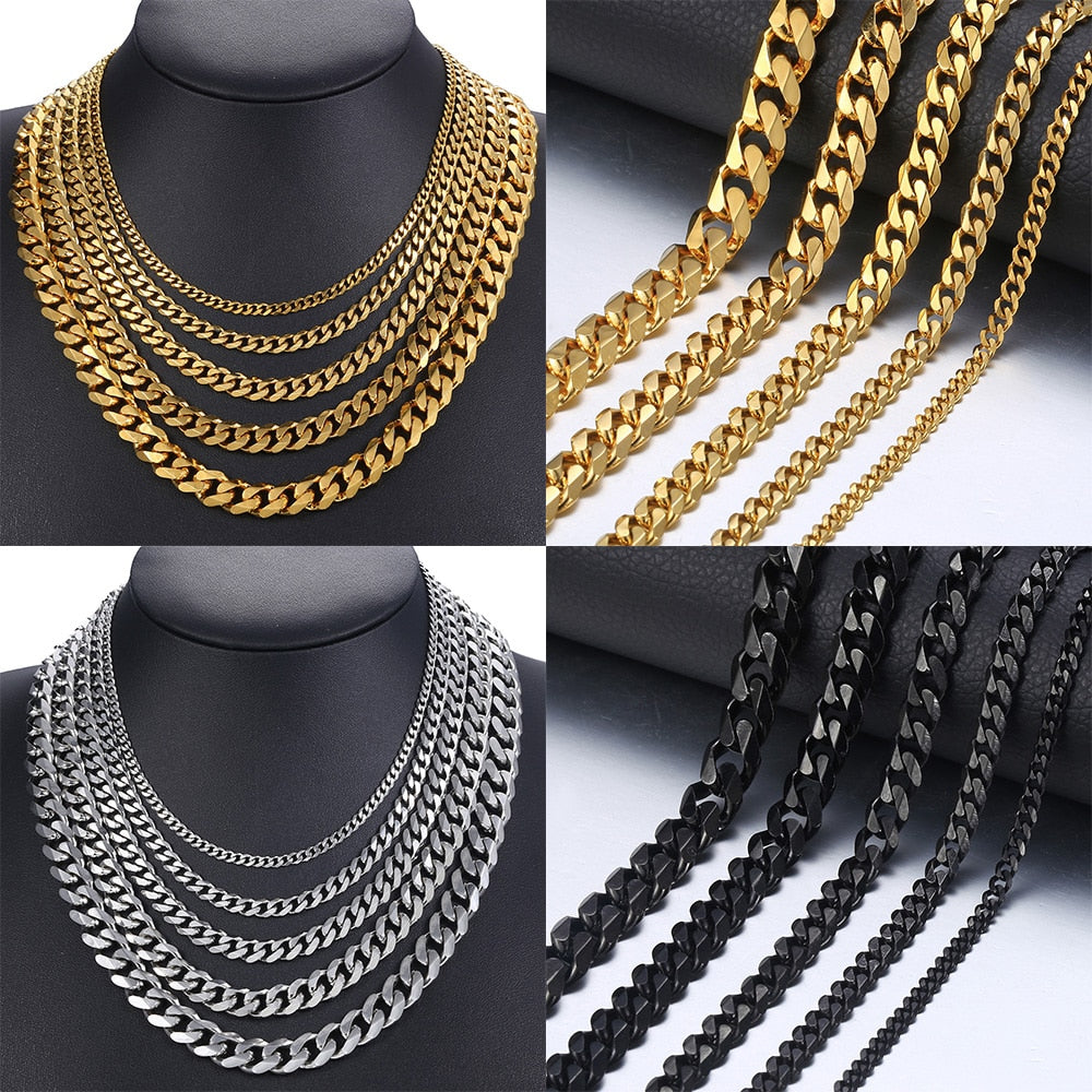 3mm - 11mm | Stainless Steel Cuban Link Chain | Curb Link Chain
