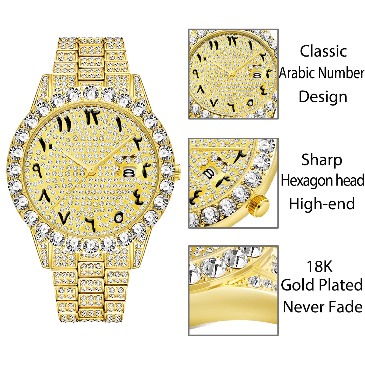 Watches With Arabic Numbers | Mens Watch Large Arabic Numerals
