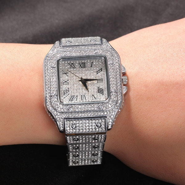 Big face diamond watch deals