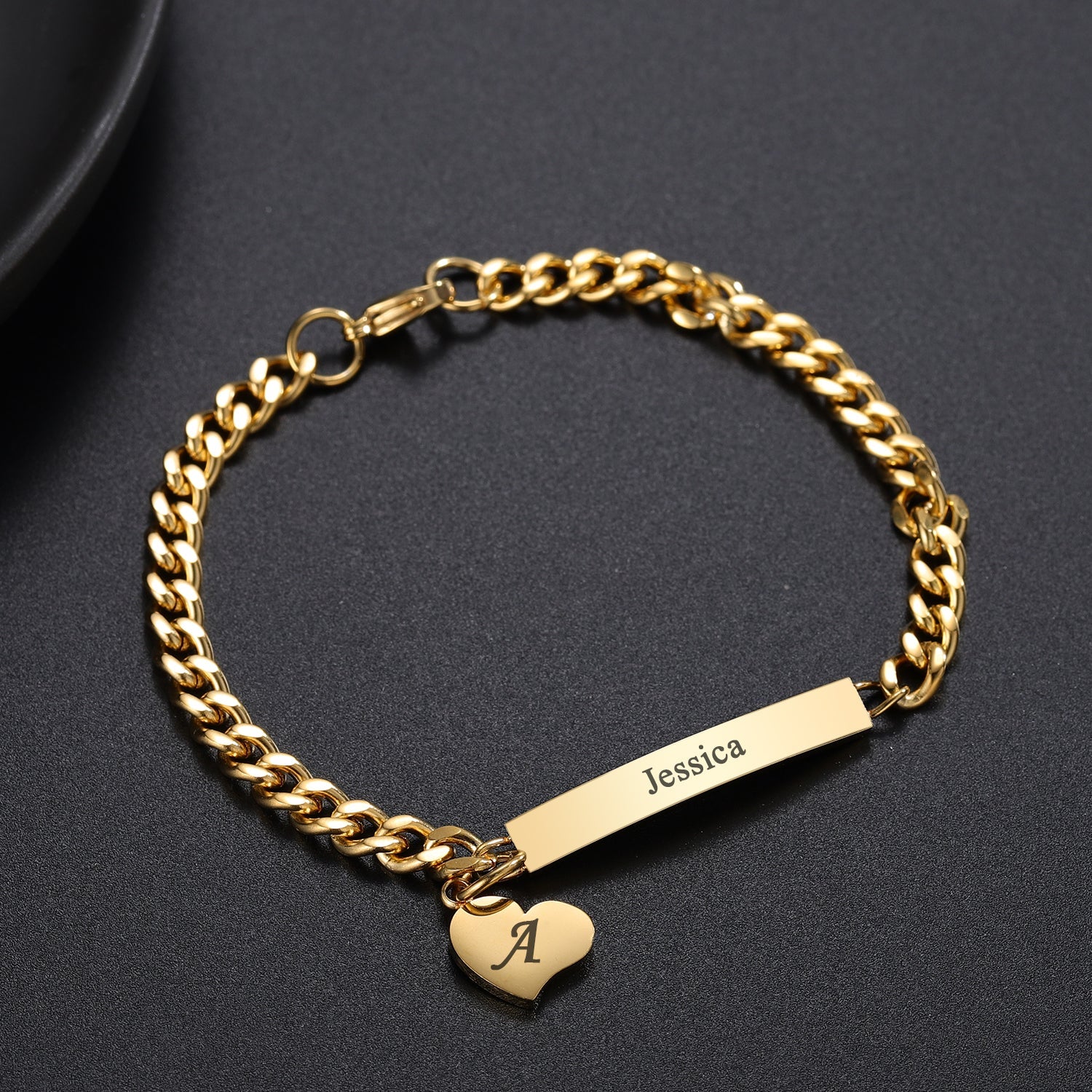 Real Gold Engraved Baby Name Bracelet – Juzan Jewelry