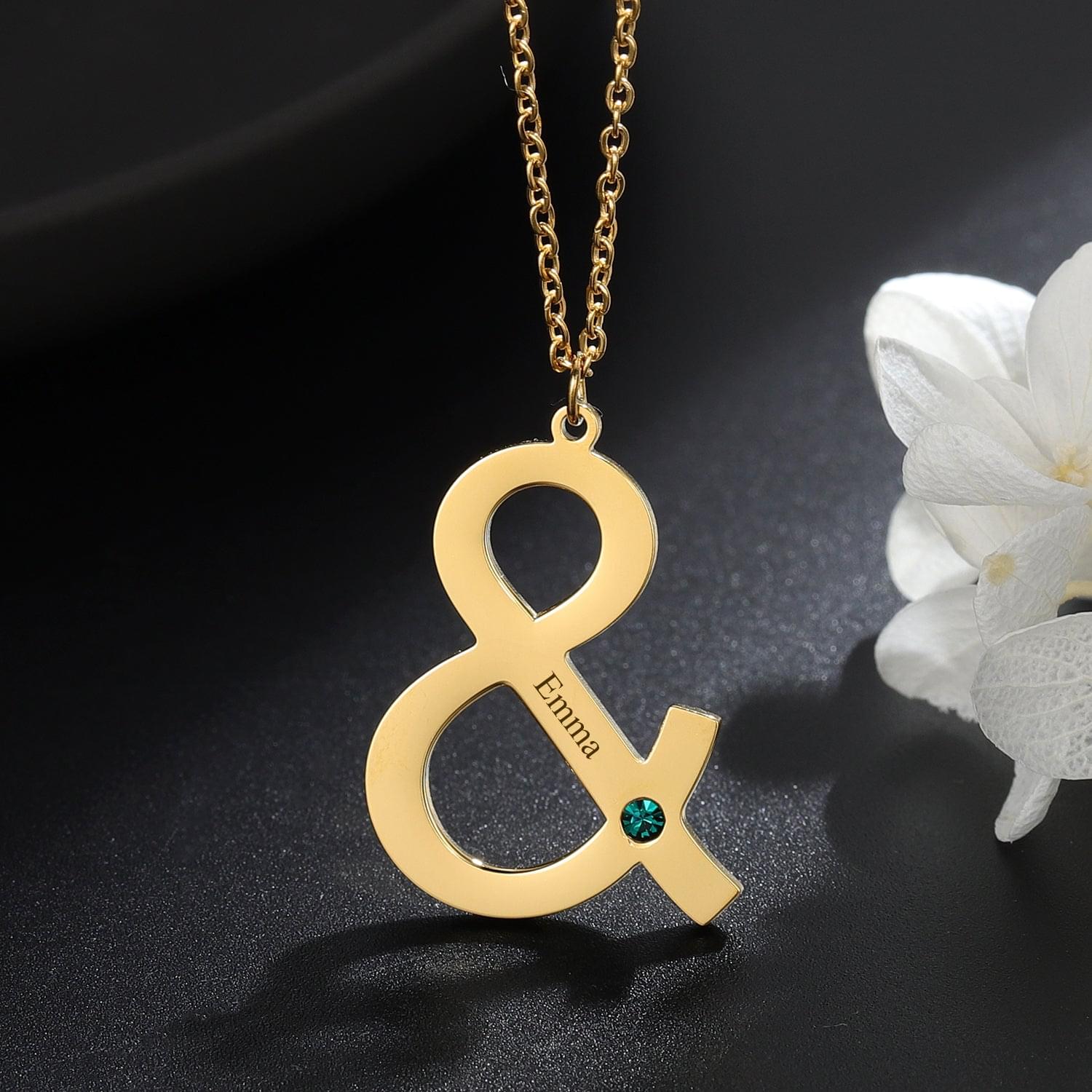Ampersand Necklace | with Name and Birthstone