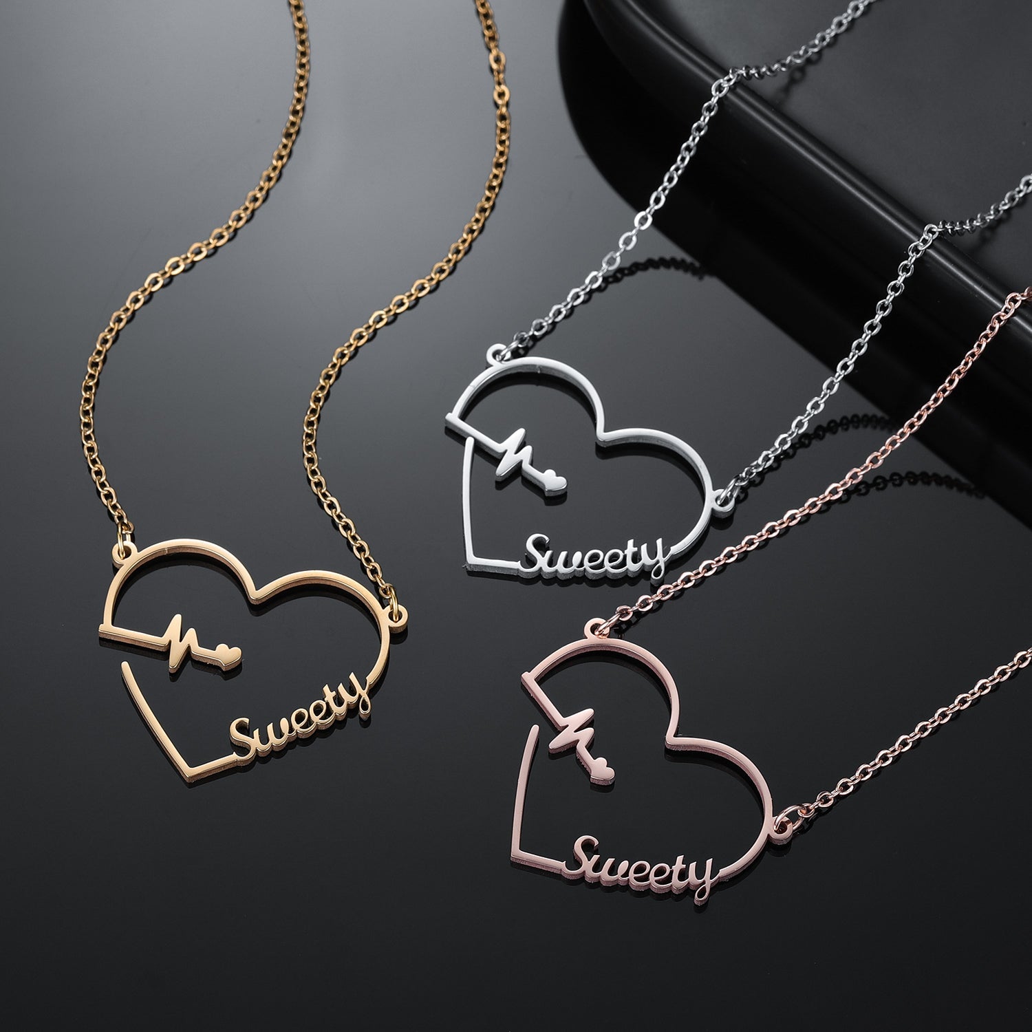 Heartbeat Necklace | with Name - Julri Box