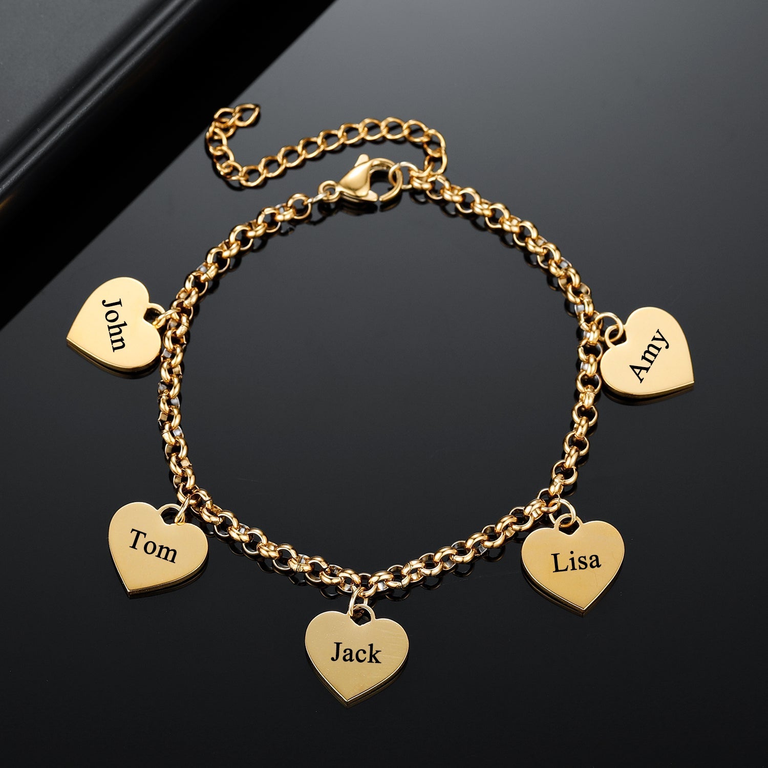 Mom Bracelets Engraved Hearts Name Bracelet